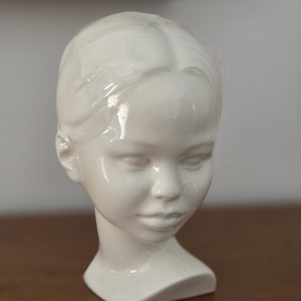 1960s MCM Holland Mold Glossy Ceramic Bust